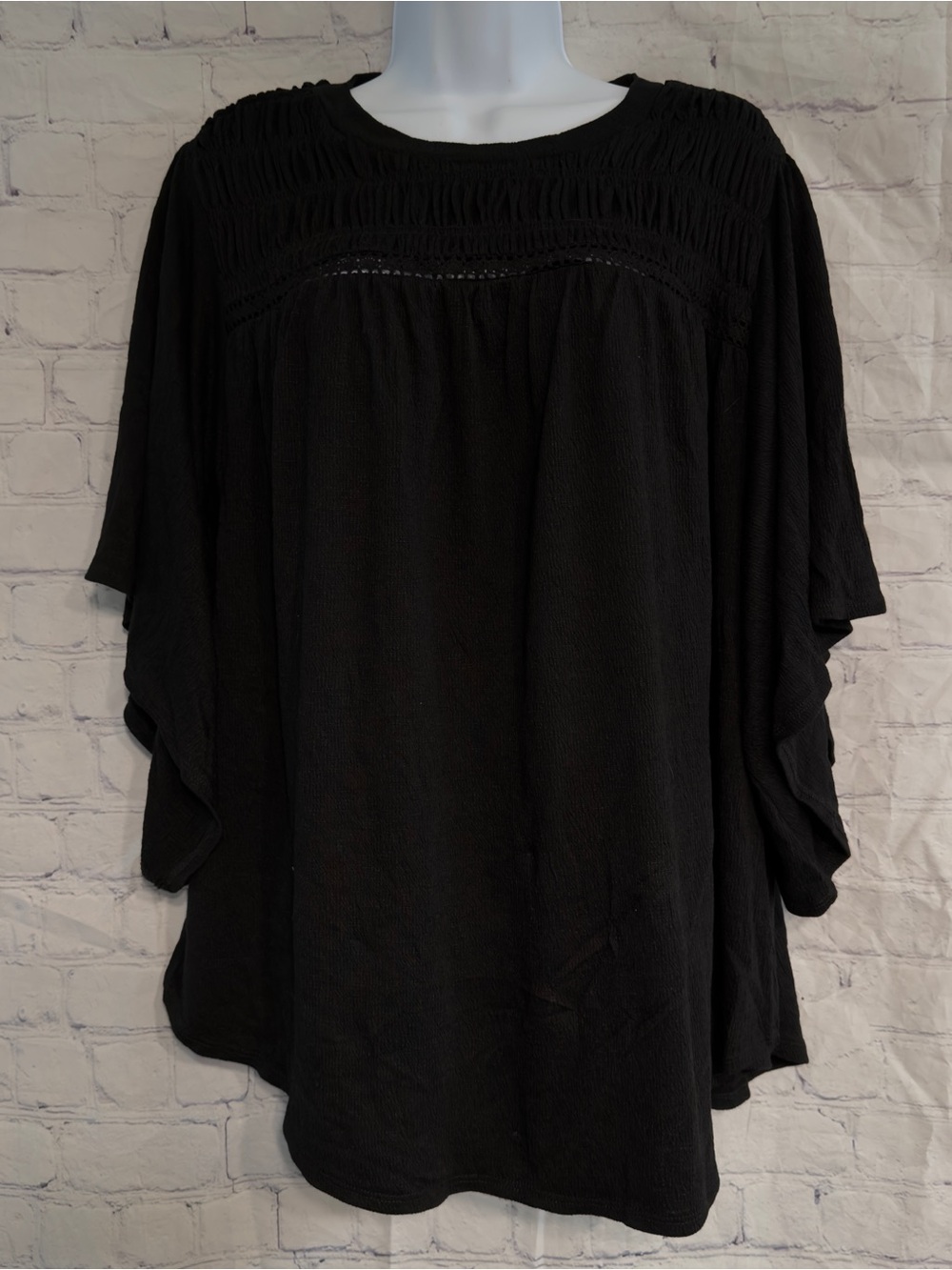 torrid Black Smocked Peasant Top 1X